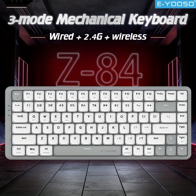 Gaming Keyboard E Yooso - Tastiera meccanica E-YOOSO Tri-Mode 2.4GWireless/Bluetooth/cablata 84
