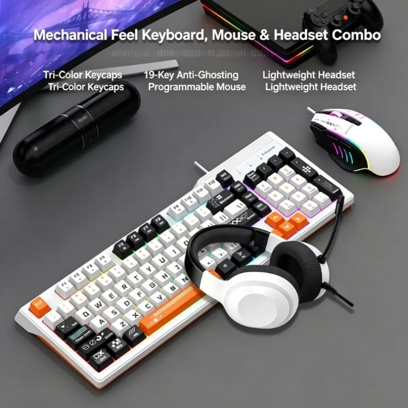 Gaming Keyboard Mouse And Headset Combo - K8pro Set Gaming 3 in 1: