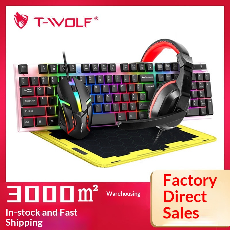 Gaming Keyboard Mouse And Headset Combo - T-Wolf Tf240 4 in 1 Combo
