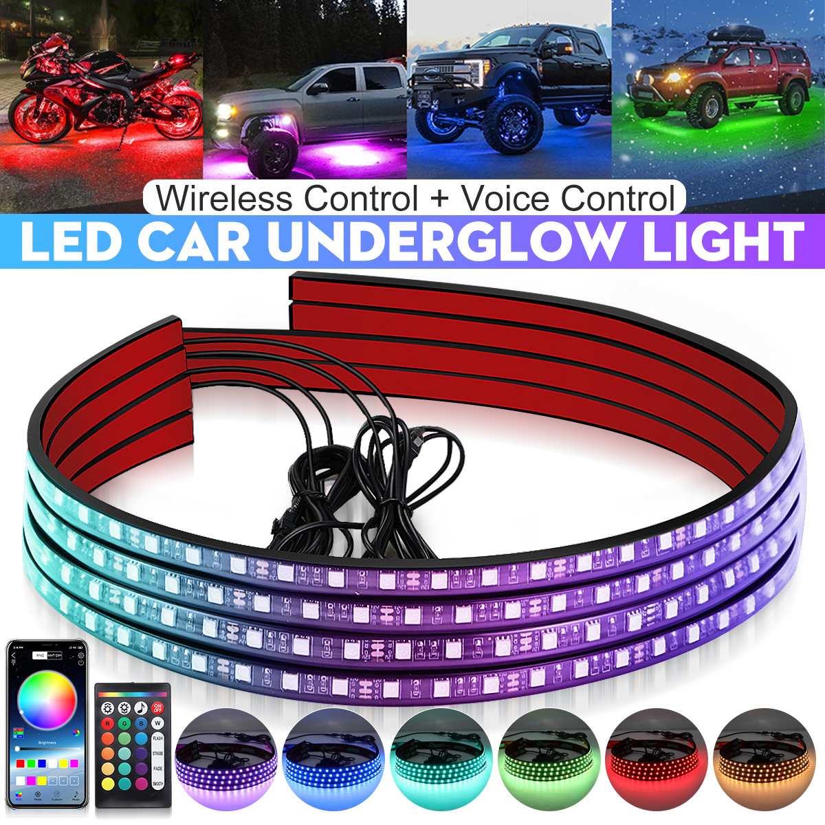 Rgb Underglow Strip - Striscia luminosa flessibile per auto a