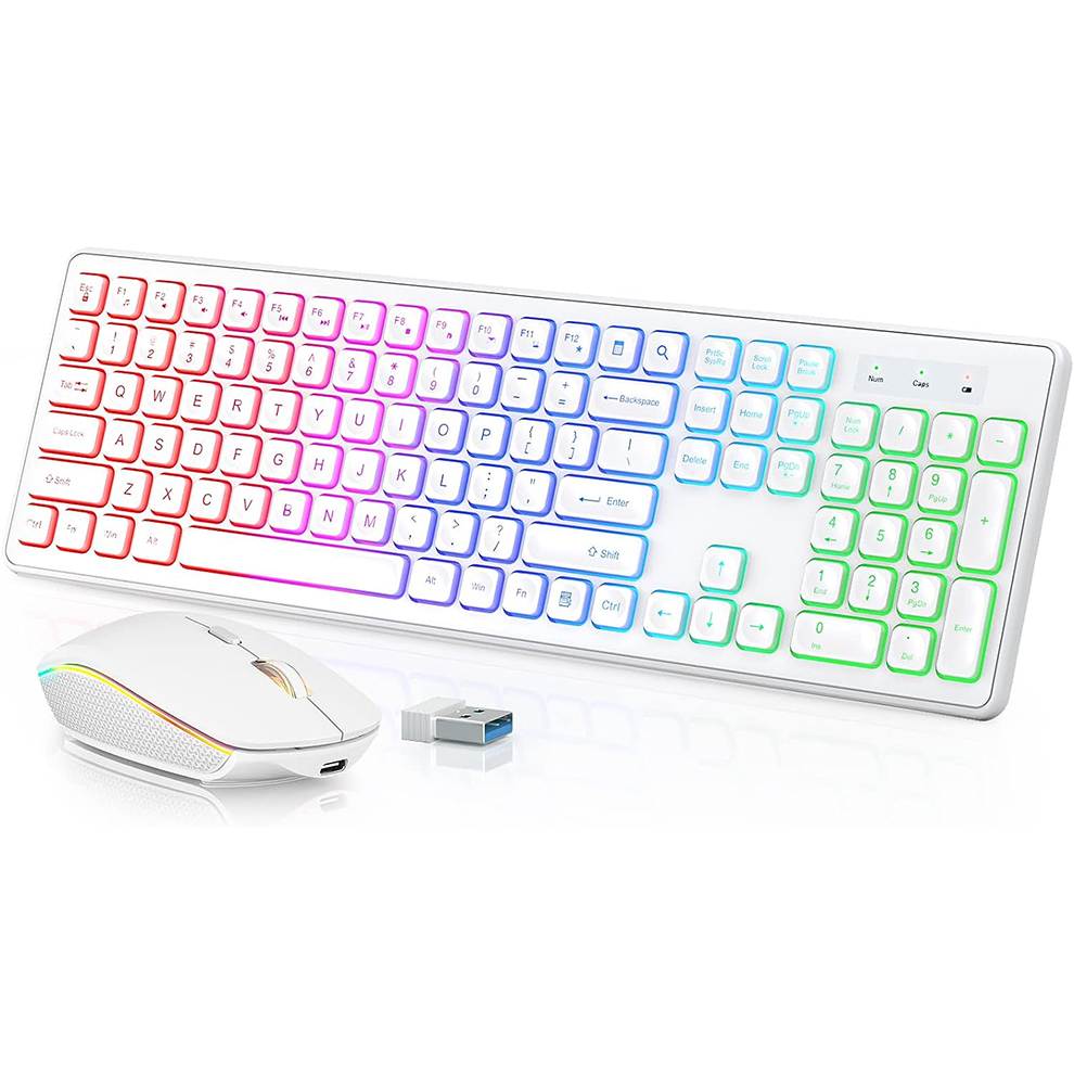 Gaming Keyboard Bundle - Tastiera e mouse wireless retroilluminati, tasti